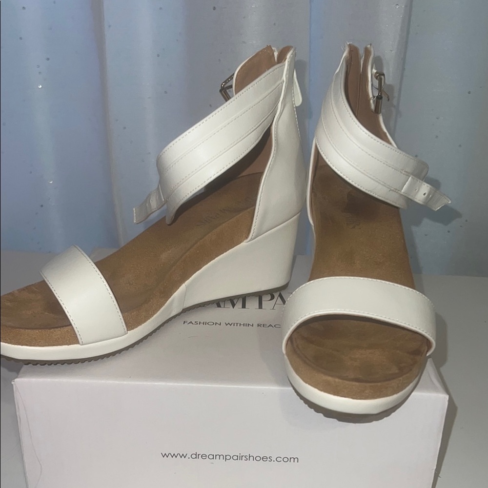 Elegant Cream Wedge Sandals